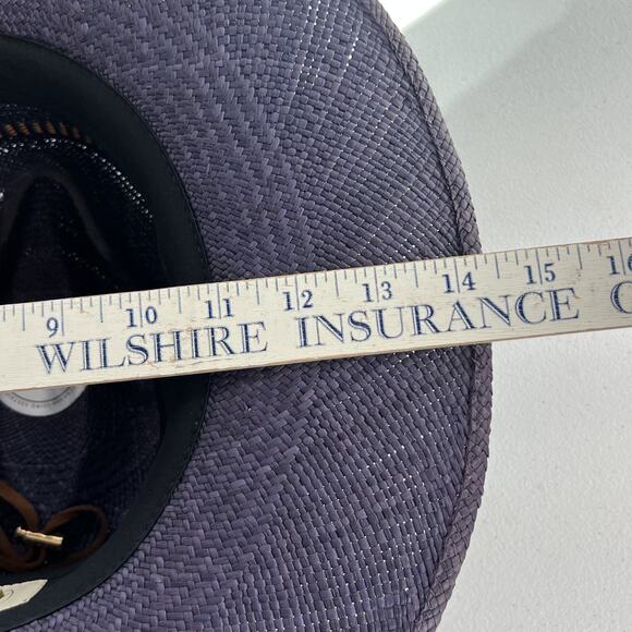 Freya Wide Brim Fedora Women's L Gazania Hat 100% Straw Purple Leather Band - Picture 12 of 16